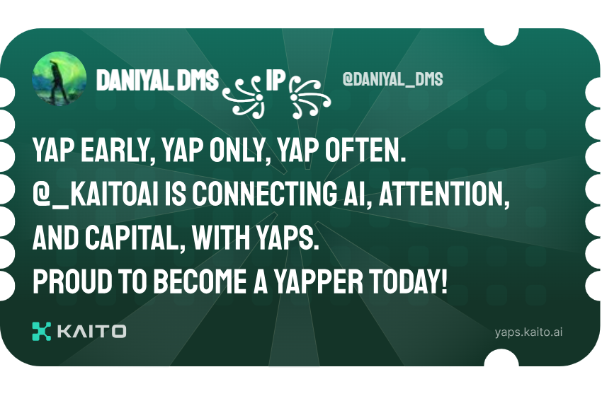Yap early, yap only, yap often.

@_kaitoai is connecting AI, attention and capital with Yaps.

Just claimed my social card and I'm accumulating Yap points in real-time.

Claim yours 👉Yap early, yap only, yap often.

@_kaitoai is connecting AI, attention and capital with Yaps.