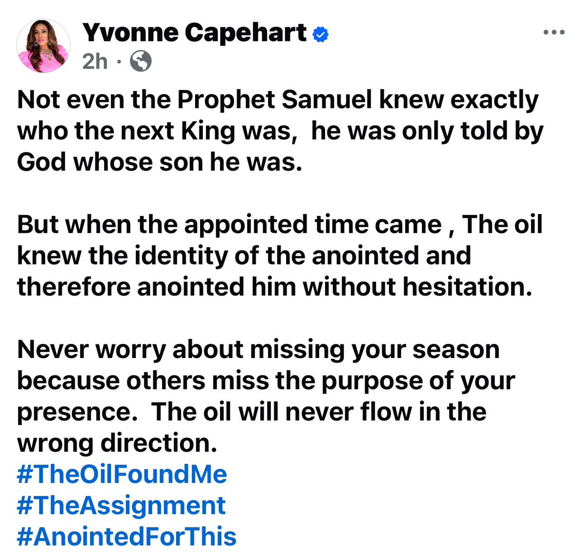 yvonnecapehart's tweet image. #TheOilFoundMe
#TheAssignment
#AnointedForThis