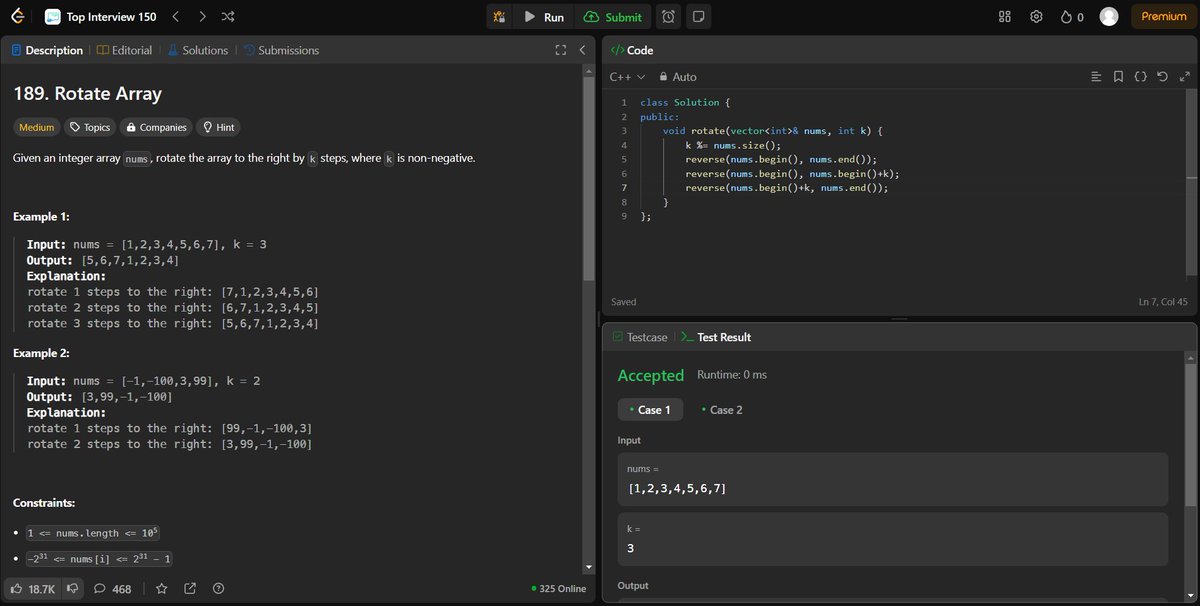 arav_mahind's tweet image. #Day15 of #30daysProductivityChallenge      
 
-- 📍Solved array related questions
-- 💻Leetcode 
    - 80. Remove Duplicates from Sorted Array II
    - 169. Majority Element
    - 189. Rotate Array   

#100DaysOfCode #buildinpublic #dsa #leetcode