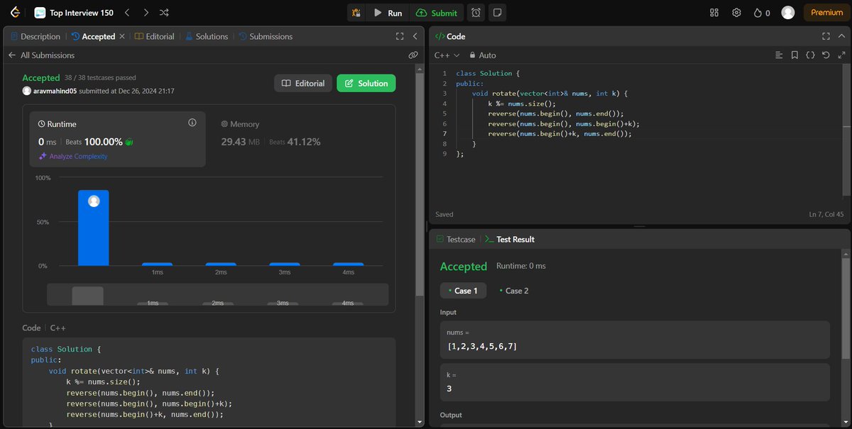 arav_mahind's tweet image. #Day15 of #30daysProductivityChallenge      
 
-- 📍Solved array related questions
-- 💻Leetcode 
    - 80. Remove Duplicates from Sorted Array II
    - 169. Majority Element
    - 189. Rotate Array   

#100DaysOfCode #buildinpublic #dsa #leetcode