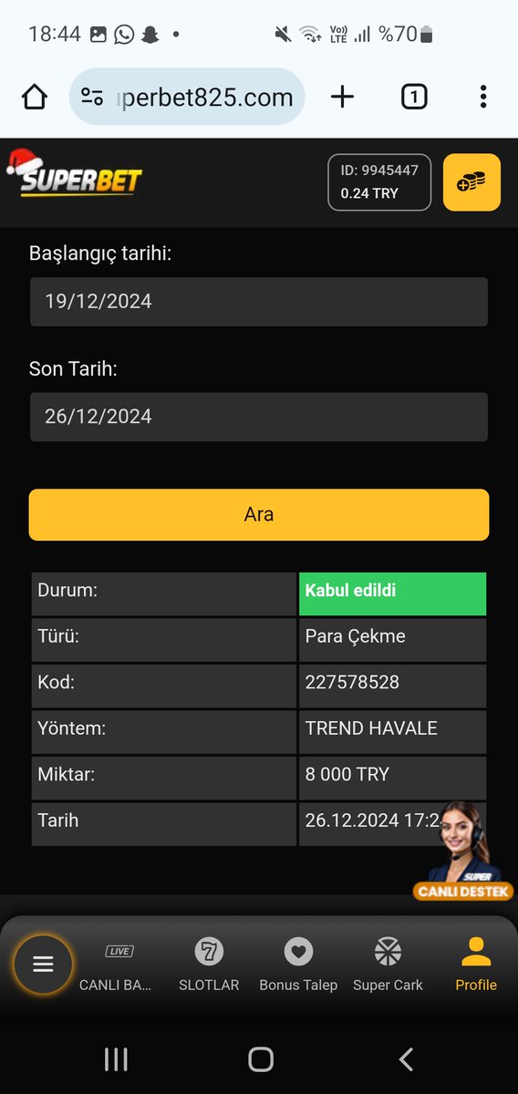 wKazon1's tweet photo. @TRSUPERBET #Superbet
Çekim talebim onaylandı teşekkürler https://t.co/UMYgXnSDbX