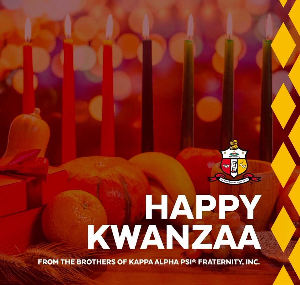 kapsi1911's tweet photo. Wishing you a bright and meaningful Kwanzaa… from the brothers of Kappa Alpha Psi Fraternity, Inc. https://t.co/3a0Q74DASQ