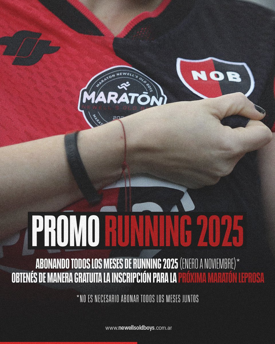 𝙋𝙧𝙤𝙢𝙤 𝙍𝙪𝙣𝙣𝙞𝙣𝙜 𝟮𝟬𝟮𝟱 🏃🏽

Para quienes abonen todos los meses de actividad del año que viene, la inscripción para la próxima maratón leprosa será gratuita.

¡Aprovechá esta promoción durante enero! 

Más info 📲 341 687-4905