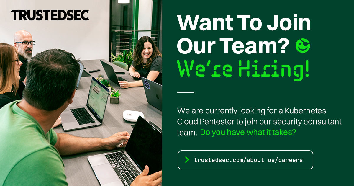 New year, new job? TrustedSec is seeking a Kubernetes Cloud Pentester to play a critical role in identifying and mitigating security vulnerabilities in Kubernetes clusters and cloud environments. Do you have what it takes? Apply today! #infosecjobs
hubs.la/Q030xK0j0