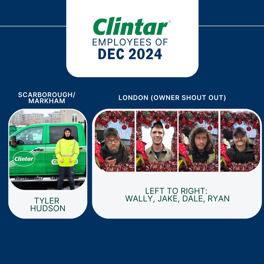 A look back at our local Employees of the Month in Oct-Dec of 2024! Congrats and thank you to our awesome team members!

Let's give them a hand! 👏

#TeamExcellence #EmployeeSpotlight #ClintarCulture