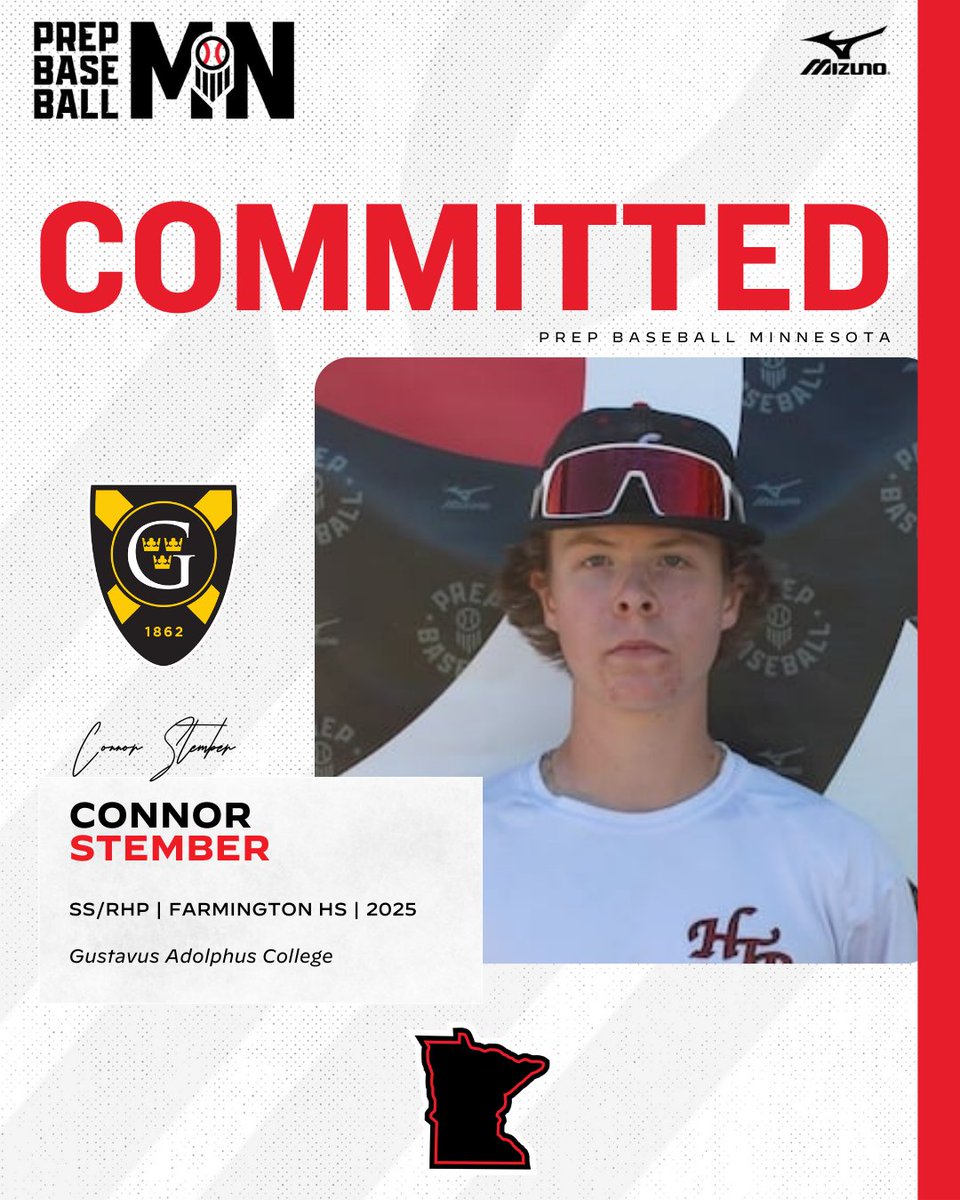 Prep Baseball Minnesota (@prepbaseballmn) on Twitter photo 🎓𝐂𝐨𝐦𝐦𝐢𝐭𝐦𝐞𝐧𝐭 𝐖𝐚𝐭𝐜𝐡🎓
Connor Stember, (2025, SS/RHP, <a href="/_FHSBaseball/">Farmington Baseball</a>) commits to Gustavus Adolphus College.
👤 prepbaseballreport.com/profiles/MN/Co…
<a href="/ConnorStember/">Connor Stember</a> ✖️ <a href="/GustieBaseball/">Gustavus Baseball</a> 🎓𝐂𝐨𝐦𝐦𝐢𝐭𝐦𝐞𝐧𝐭 𝐖𝐚𝐭𝐜𝐡🎓
Connor Stember, (2025, SS/RHP, <a href="/_FHSBaseball/">Farmington Baseball</a>) commits to Gustavus Adolphus College.
👤 prepbaseballreport.com/profiles/MN/Co…
<a href="/ConnorStember/">Connor Stember</a> ✖️ <a href="/GustieBaseball/">Gustavus Baseball</a>