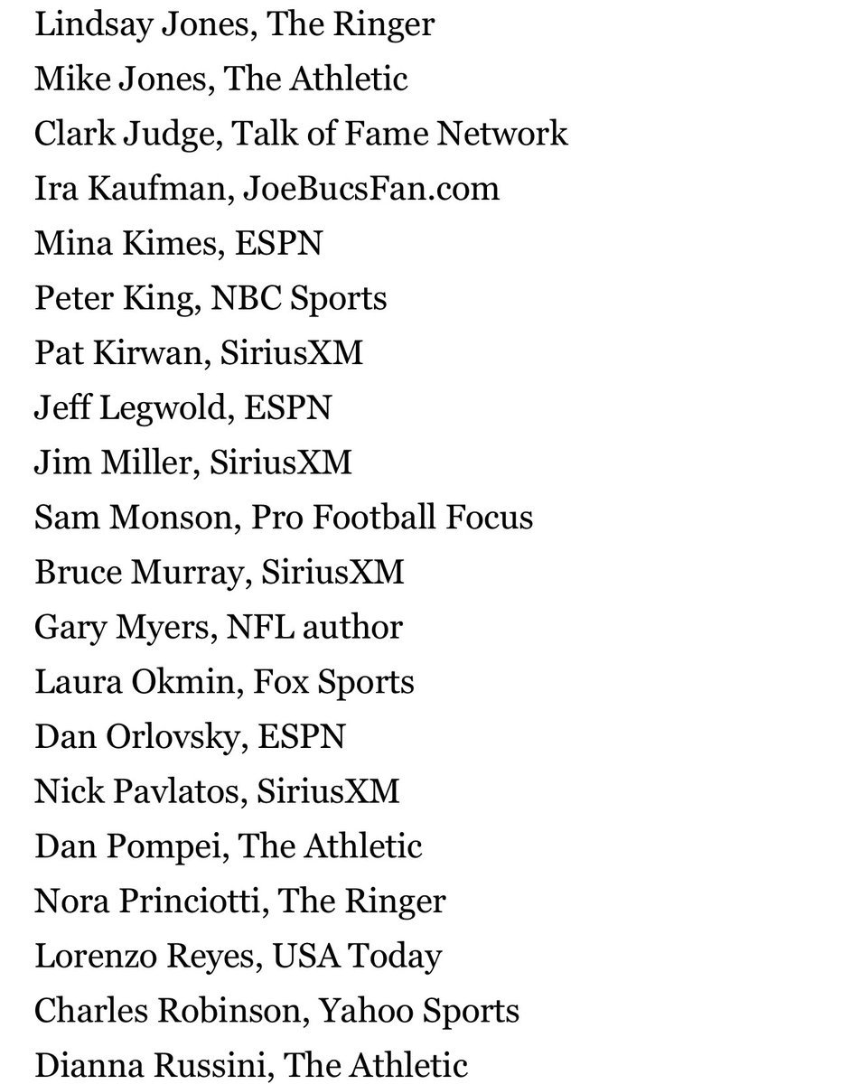 DaveMyersBIB's tweet photo. If you are curious. Here is your 50 MVP voters. Yes, this is the real list. 

Some names on here are actually surprising. 
#NFL #MVP https://t.co/nzuvzhYCmh