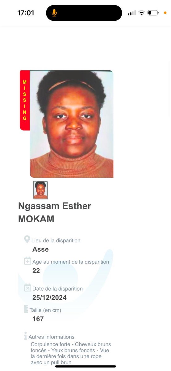 Cette jeune fille a disparu depuis hier. Elle vit du côté de Asse mais étudie à Bruxelles. Svp faites tourner