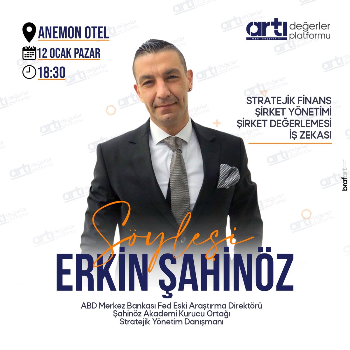 ArtiDegerler's tweet photo. 💬 Erkin Şahinoz ile Buluşuyoruz!

👉 12 Ocak Pazar, saat 18:30’da Anemon Otel’de çok özel bir söyleşi için bir araya geliyoruz.

FED’in eski araştırma direktörü, Şahinoz Akademi’nin kurucusu ve stratejik yönetim danışmanı Erkin Şahinoz, bilgi ve deneyimlerini bizimle paylaşacak. https://t.co/Gdrwbz3sd7