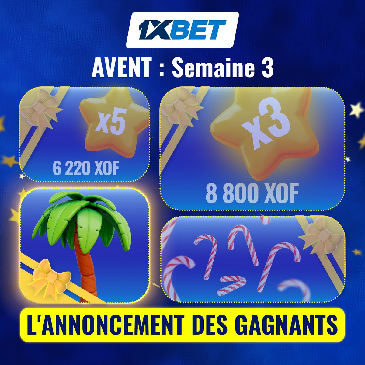 1xbet_mali's tweet photo. 🎉 La boîte de l'Avent est ouverte 🎁
Faites défiler pour découvrir le prix et les gagnants de cette semaine
📜 Félicitations :
435301533
239451997
Votre prochain prix pourrait n'être qu'à un pas 🕺
#1xBetAdvent #AdventContest #1xBet https://t.co/nW1innYitI