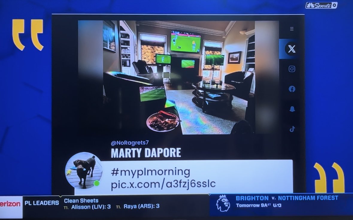 NoRagrets7's tweet photo. #myplmorning 

The new multi-cast is BRILLIANT!!! I can still watch 5 games and have my tree up 🎄🎁⚽️. Happy Boxing Day !!! https://t.co/OWjBOda1rV