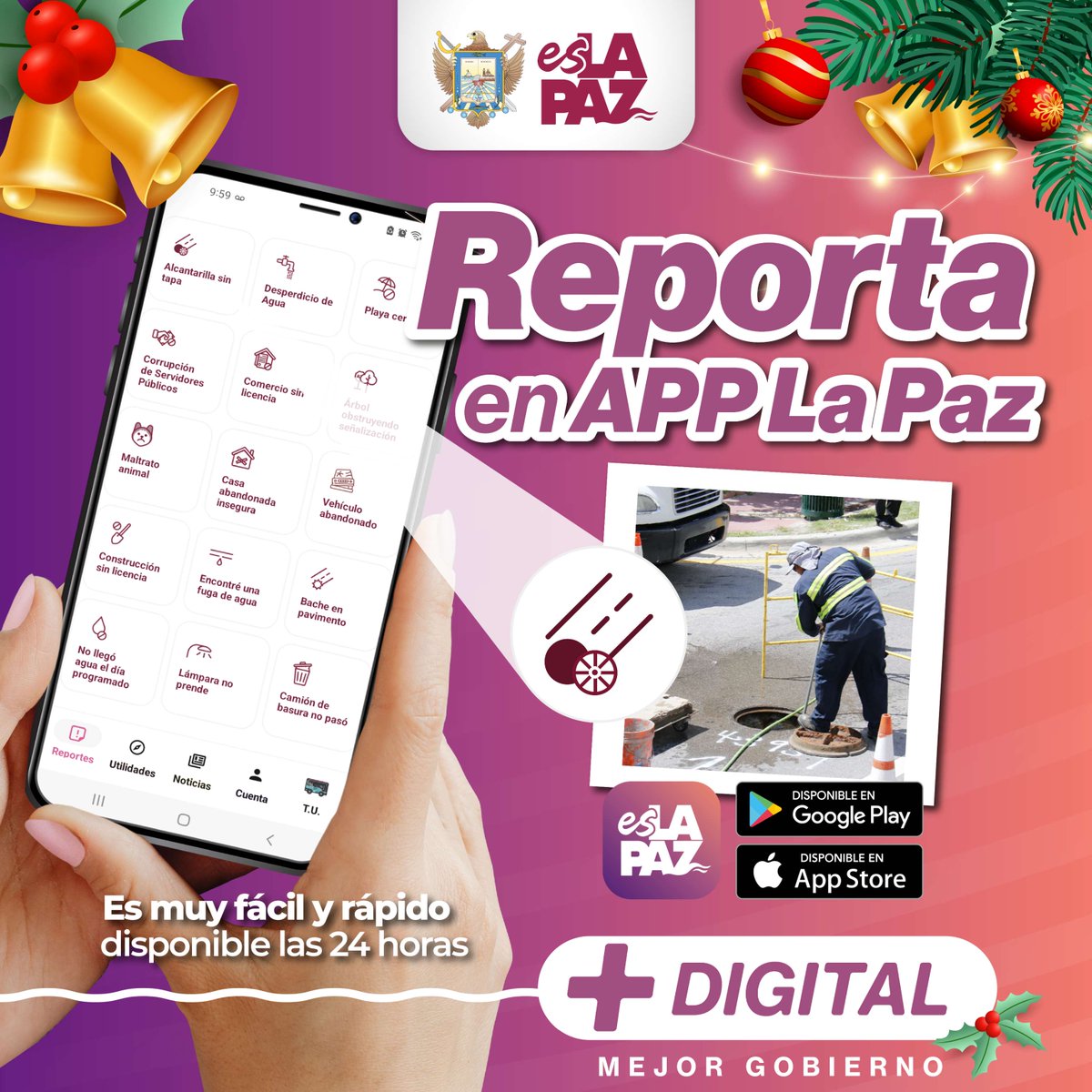 quirogamilena_'s tweet photo. Haz tus reportes fácil y rápido con APP La Paz. Descárgala ahora y conoce todas las funciones de esta gran herramienta.

#EsLaPaz https://t.co/sJZly3iaKC