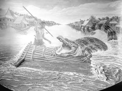 BLADESLAM's tweet image. ⠀
⠀
       ว่ากันว่าแถวนี้มีจระเข้ตัวใหญ่อาศัยอยู่มาเป็นเวลานาน ชาวบ้านต่างร่ำลือกันว่ามันเป็นพญาจระเข้ . . . เอ็งเชื่อเรื่องพรรค์นี้มั้ยวะ
⠀
⠀