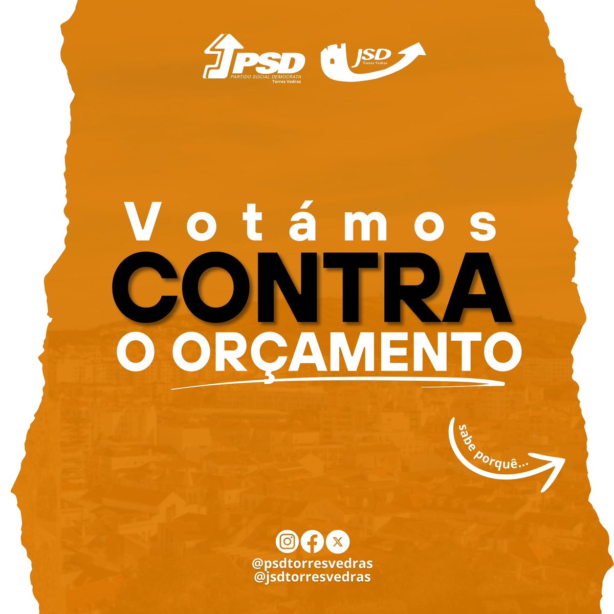 PSDTorresVedras's tweet photo. 𝗩𝗼𝘁𝗮́𝗺𝗼𝘀 𝗖𝗢𝗡𝗧𝗥𝗔 𝗼 𝗢𝗿𝗰̧𝗮𝗺𝗲𝗻𝘁𝗼 𝗽𝗮𝗿𝗮 𝗮 𝗖𝗮̂𝗺𝗮𝗿𝗮 𝗠𝘂𝗻𝗶𝗰𝗶𝗽𝗮𝗹 𝗱𝗲 𝗧𝗼𝗿𝗿𝗲𝘀 𝗩𝗲𝗱𝗿𝗮𝘀 ❌
Porquê?
➡️Excesso de impostos
➡️Pouca ambição
➡️Ineficiência no SMAS
➡️Promessas em Papel
𝗧𝗼𝗿𝗿𝗲𝘀 𝗩𝗲𝗱𝗿𝗮𝘀 𝗽𝗼𝗱𝗲 𝘀𝗲𝗿 𝗺𝗲𝗹𝗵𝗼𝗿! (+) https://t.co/uYaxf0phdW