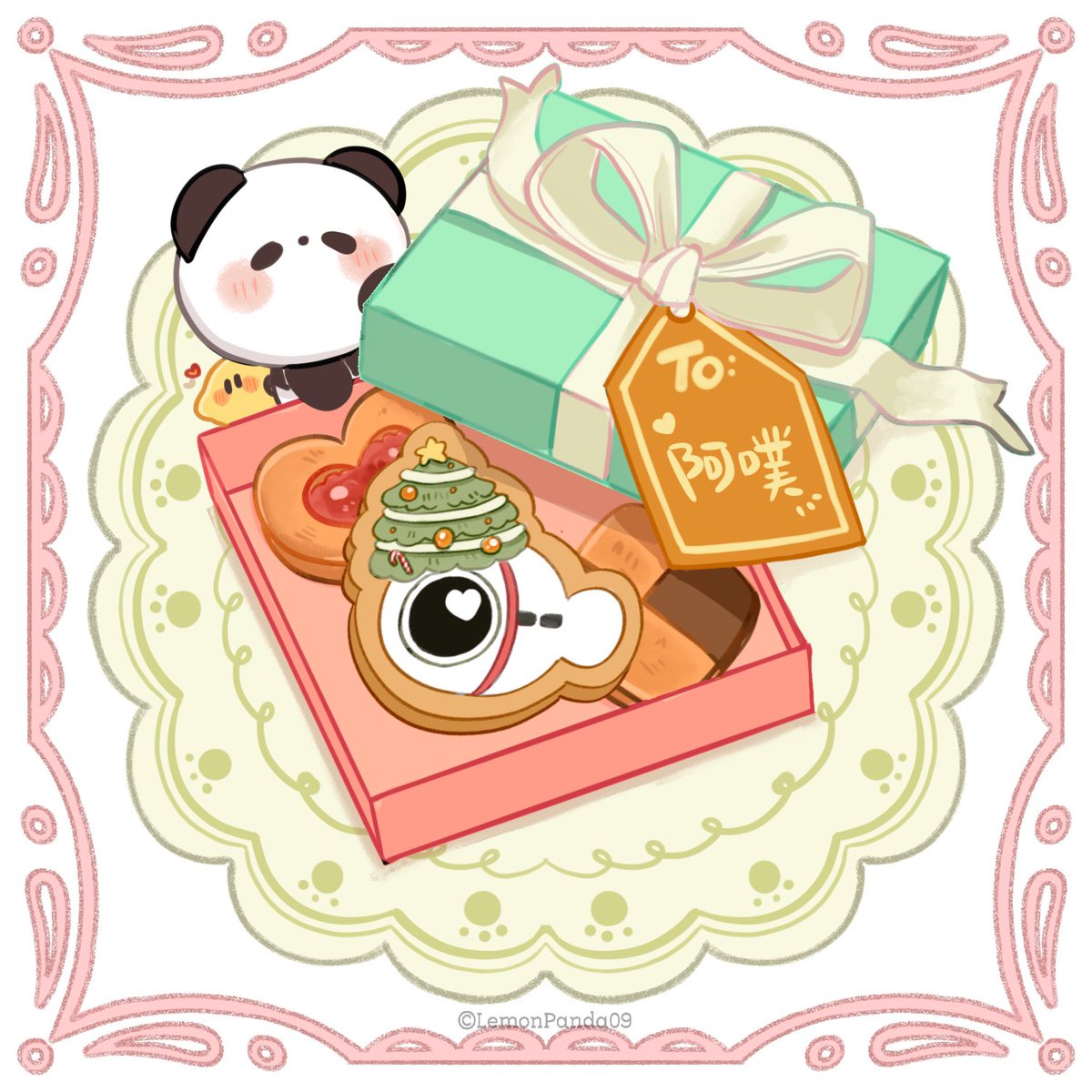 polafishfish's tweet photo. 睡前熊熊想起來！！
分享 @lemonpanda09 直播舉辦的點圖活動
畫的超級可愛！！我戴聖誕樹好讚🤣
又暖又用心　真的很謝謝熊貓🫶🫶🫶🫶 https://t.co/rhA6UHUPsF