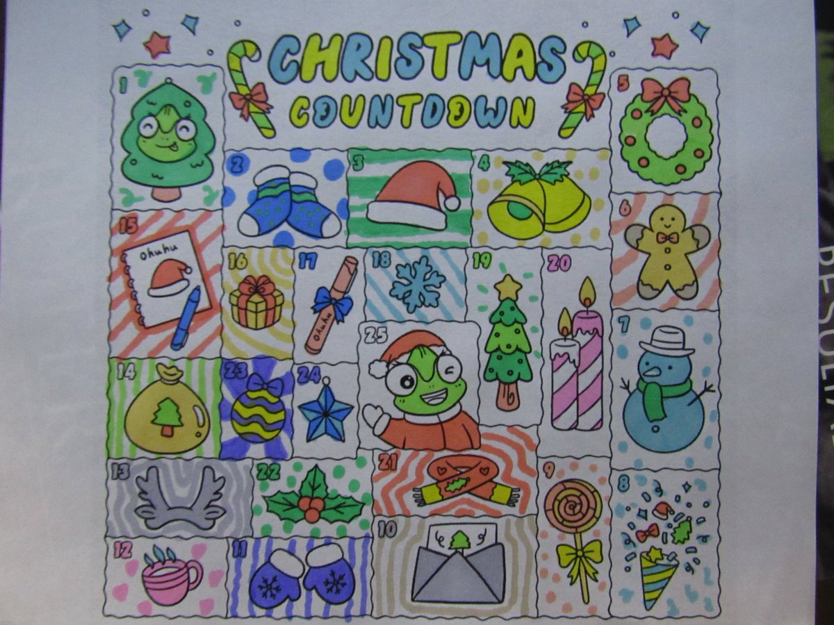 BrisaXXD's tweet photo. Christmas Countdown Calendar ๐โ๏ธโ๏ธ
#ohuhuxmas25 #ohuhuart #ohuhu #ohuhumarkers
#markers #coloring #colouring #colouringforadults #colouringforkidsandadults #colouringforkids #colorful #christmas #christmas24 https://t.co/oJQfjbcKaN