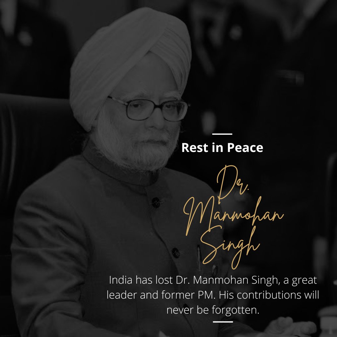 Nitesh805181's tweet image. India has lost Dr. #ManmohanSingh, a great leader &amp;amp; former PM.
His contributions will never be forgotten. 
RIP 💐🙏🏼