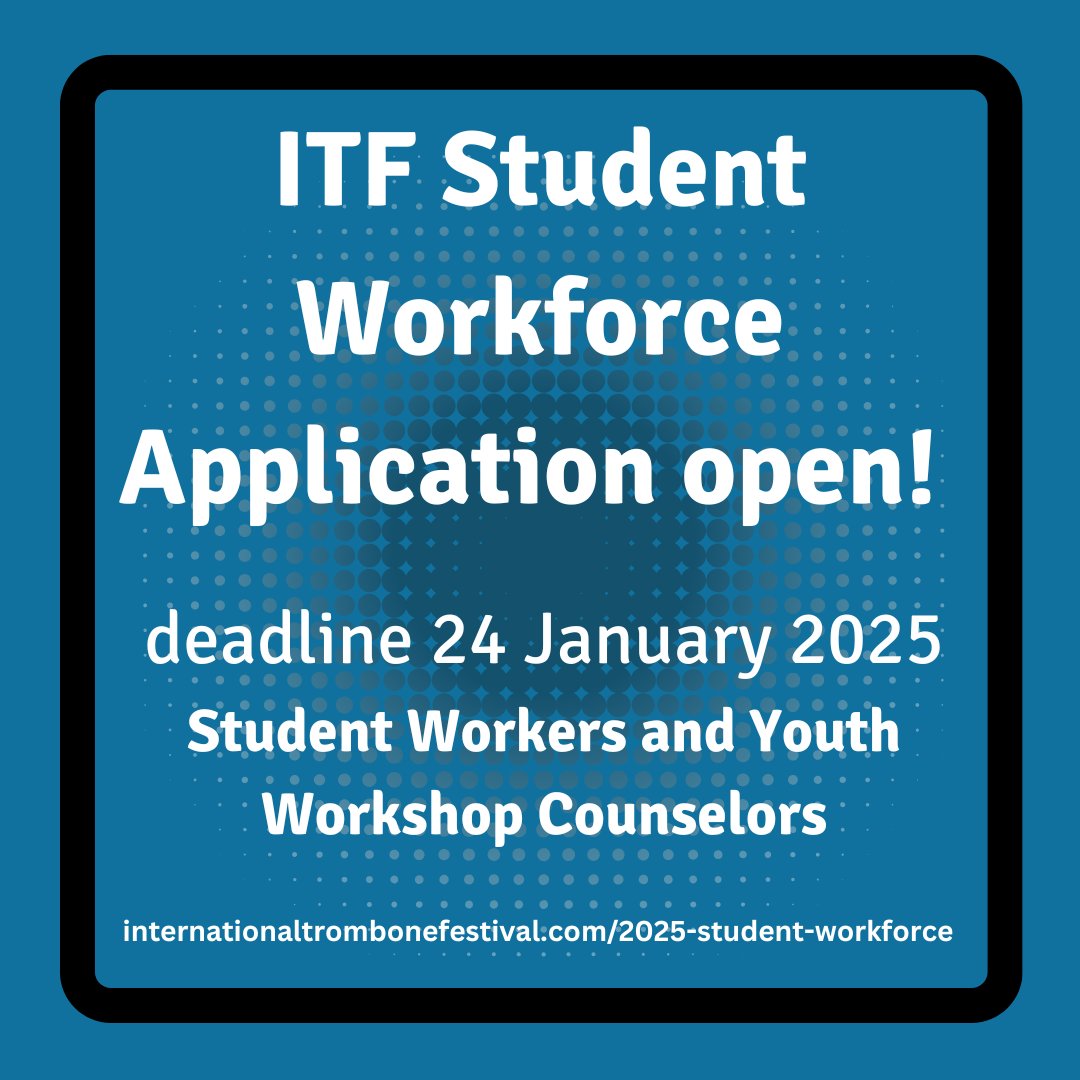 Be part of the ITF! Open to all university students. 

internationaltrombonefestival.com/2025-student-w…