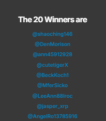 Lemmeholdsum's tweet photo. 🎉🎉🎉🎉🎉🎉🎉🎉🎉🎉🎉🎉🎉🎉🎉🎉🎉🎉🎉🎉🎉🎉🎉🎉🎉🎉🎉🎉🎉🎉🎉🎉CONGRATULATIONS TO OUR 20 WINNERS🎉🎉🎉🎉🎉🎉🎉🎉🎉🎉🎉🎉🎉🎉🎉🎉🎉🎉🎉🎉🎉🎉🎉🎉🎉🎉🎉🎉🎉🎉🎉
#LEMMEHOLDSUM #GIVEAWAY
#WINNERS #BREPE #XRPL
@shaoching146
@denmorison
@ann45912928
@cutetigerx
@beckkoch1
@mfersicko
@leeann88lroc
@jasper_xrp
@angelro13785916
@GBaotixita
@aznxwolfy
@cryptoribbit
@hailthefury
@Dromandolphin
@rooksumar
@NguyenAn379
@Marcuz2021
@KORONA_NYC
@IsleGOATXCHAIN
🎉🎉🎉🎉🎉🎉🎉🎉🎉🎉🎉🎉🎉🎉🎉
DROP YOUR WALLETS
AND MAKE SURE THE TRUST LINE TO $BREPE, IS SET!