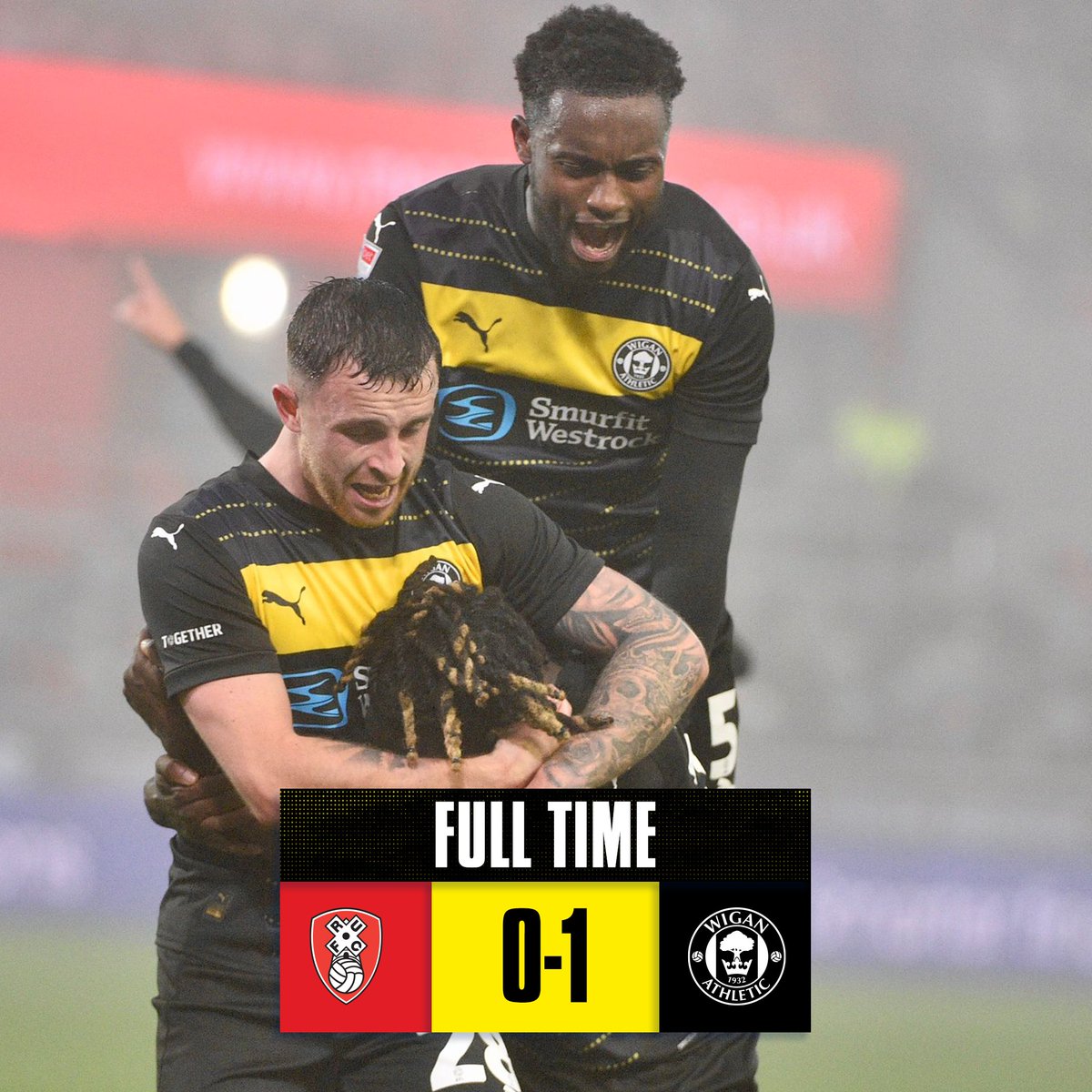 LaticsOfficial's tweet image. 🔔 Oh, what fun it is to see Wigan win away! 🎵 🖤

#wafc ⚫️🟡