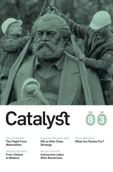 catalyst_theory's tweet image. The new issue of Catalyst is out now.
In our lead article, Vivek Chibber examines radical theorists’ abandonment of materialism over the past quarter century and offers both an elaboration and a defense of materialist analysis.
Get a $20 introductory subscription:…