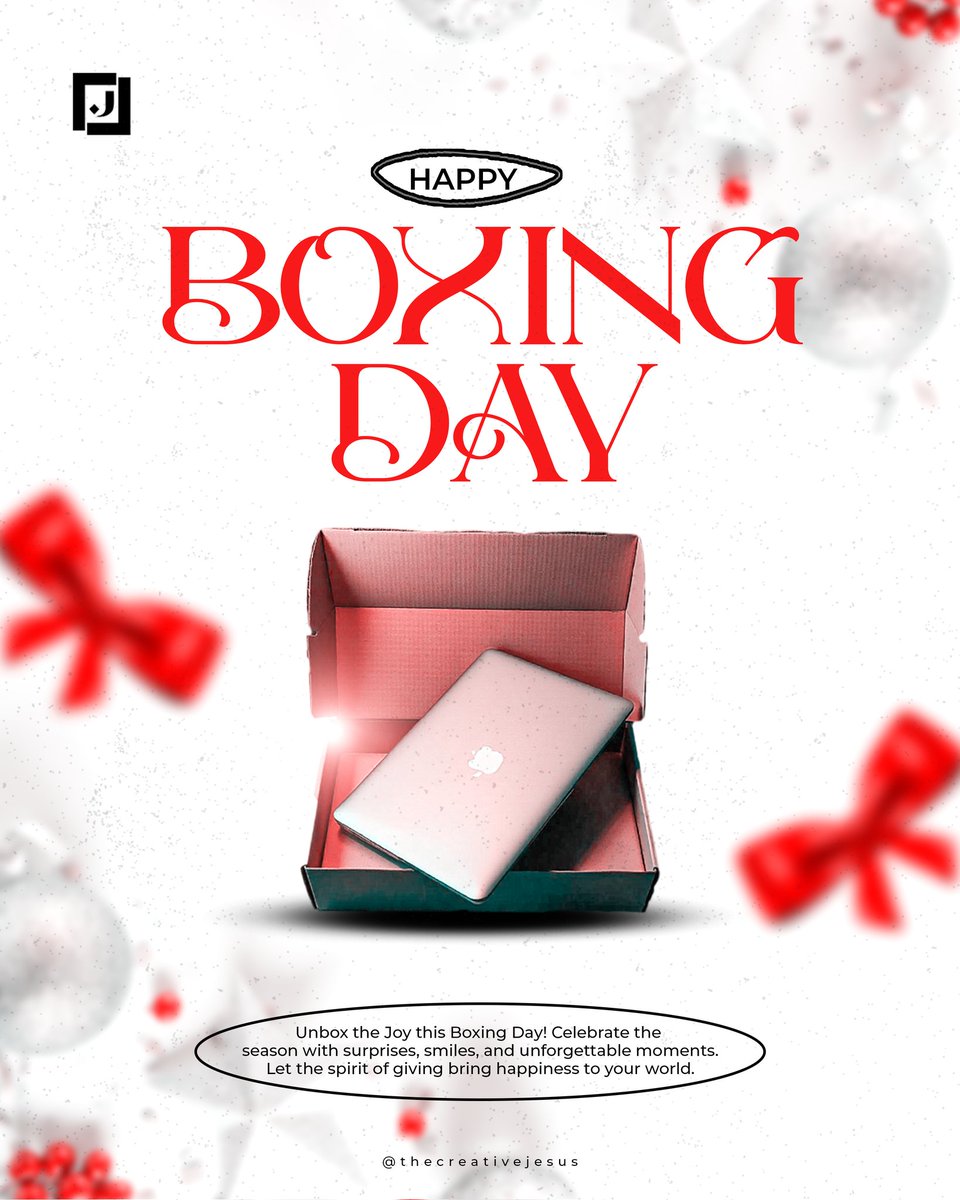 IamJoshiey's tweet photo. Unbox the joy this Boxing Day!
Celebrate the spirit of giving and the magic of the season.
#TheCreativeJesus #HappyBoxingDay #UnwrapTheMagic #joshuajesus https://t.co/xj5QtE8YYA