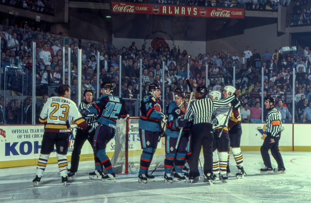 Chicago_Wolves's tweet photo. Where were you during the first Wolves home game on Oct. 14, 1994? #HowlingHistory https://t.co/9dv43GaZvM