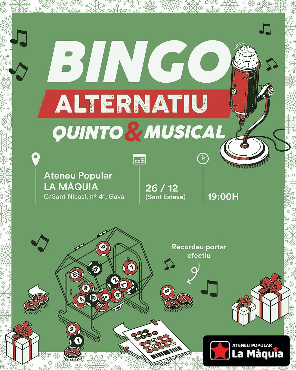 Recordeu que avui hi ha el quinto de Nadal a l'ateneu!