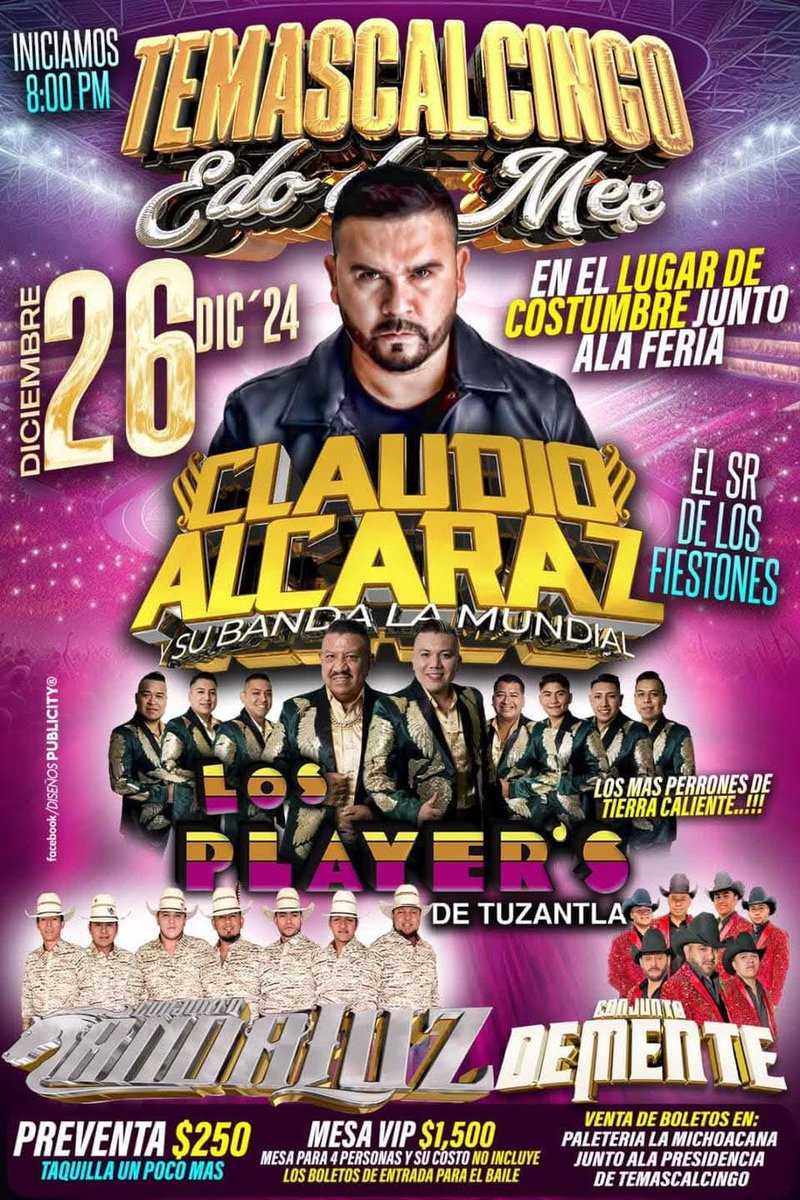 JassVL_'s tweet photo. Hoy se presenta @ClaudioAlcaraz  y su banda la mundial  en 👇🏻
        
✨TEMASCALCINGO EDO DE MEX✨

Habrá fiestón 🥳
       🎶Solo con los mejores🎶

      @claudio alcaraz 

#fanaticasdeclaudioalcaraz 
#fieston 
#claudioalcaraz
#bandalamundial https://t.co/zuZnlWWYqh