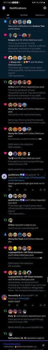 Peri_Sight's tweet image. Did I just join a cult? @noonesees_ 
This is just a fraction of the engagement I've received the last 24hours. #HOOT $NOS