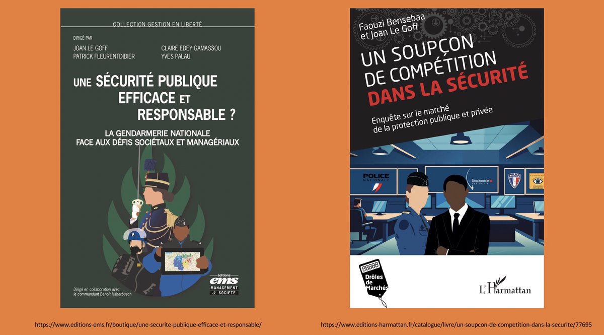2⃣ livres à lire pour comprendre le marché de la sécurité et les défis rencontrés par la <a href="/Gendarmerie/">Gendarmerie nationale</a> et les autres forces publiques &amp; privées
➡️ editions-ems.fr/boutique/une-s…
➡️ editions-harmattan.fr/catalogue/livr…