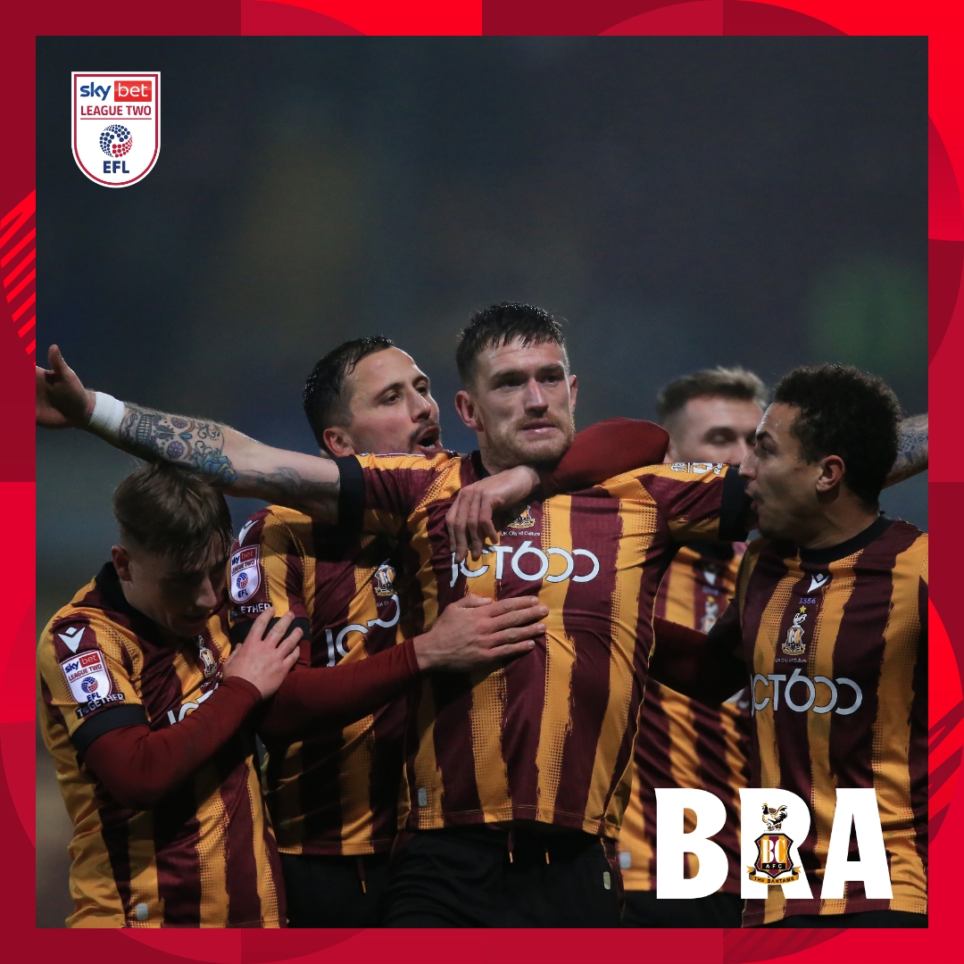 SkyBetLeagueTwo's tweet photo. 👑 100th #EFL goal

⚽️12 for the season

✌️Match-winning brace 

@officialbantams's Andy Cook is an unstoppable force.

#SkyBetLeagueTwo https://t.co/eiIcQHk3MB