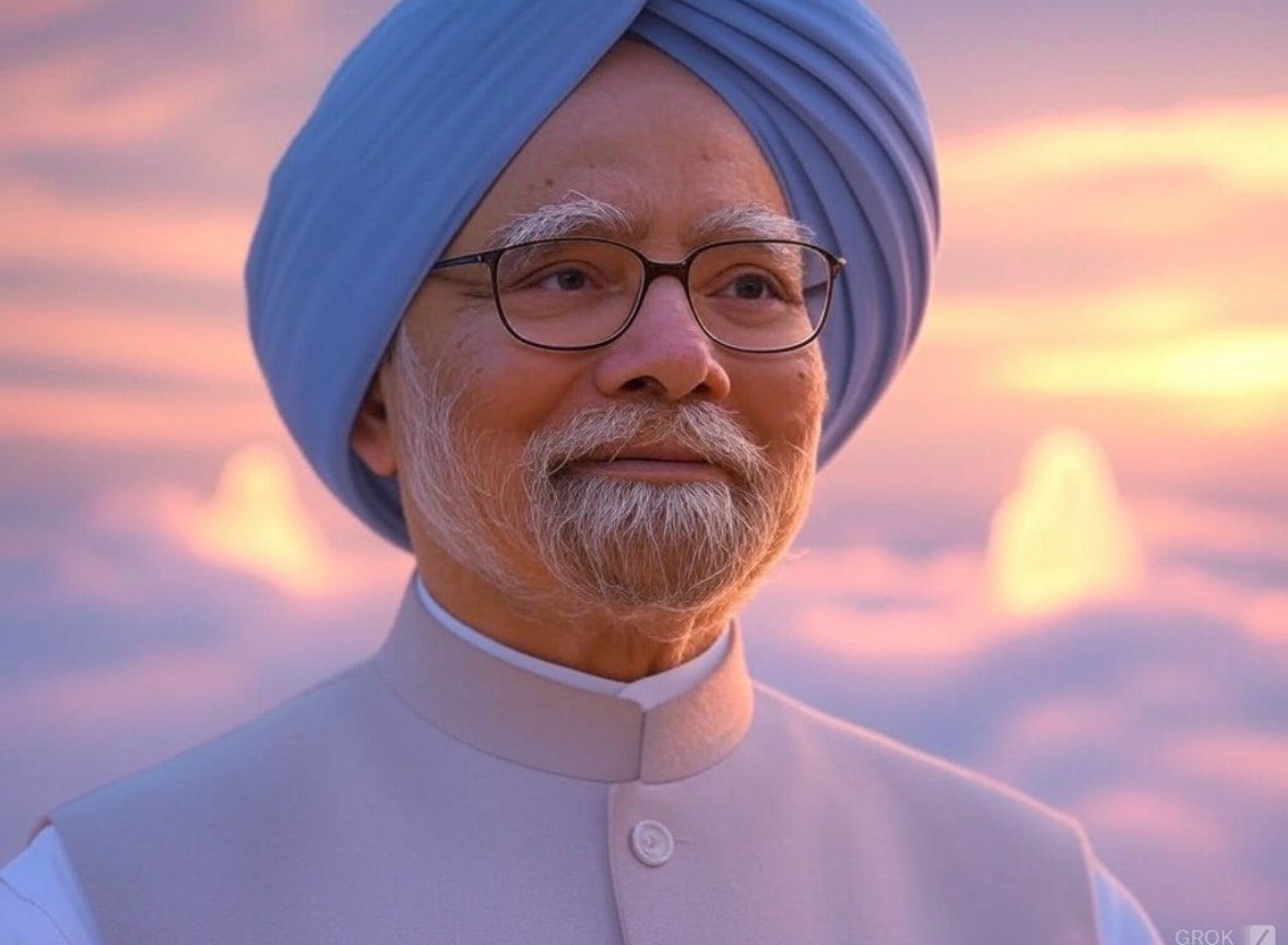 _SAHIL_AK's tweet photo. "Heartbroken. Growing up, the first GK question I answered was: Who is the Prime Minister of India? The answer was Dr. Manmohan Singh. He wasn’t just a name; he was the face of simplicity, wisdom, and progress. India lost a guiding light today. #RestInPeace Sir !🙏 https://t.co/vCyP6F2DRc