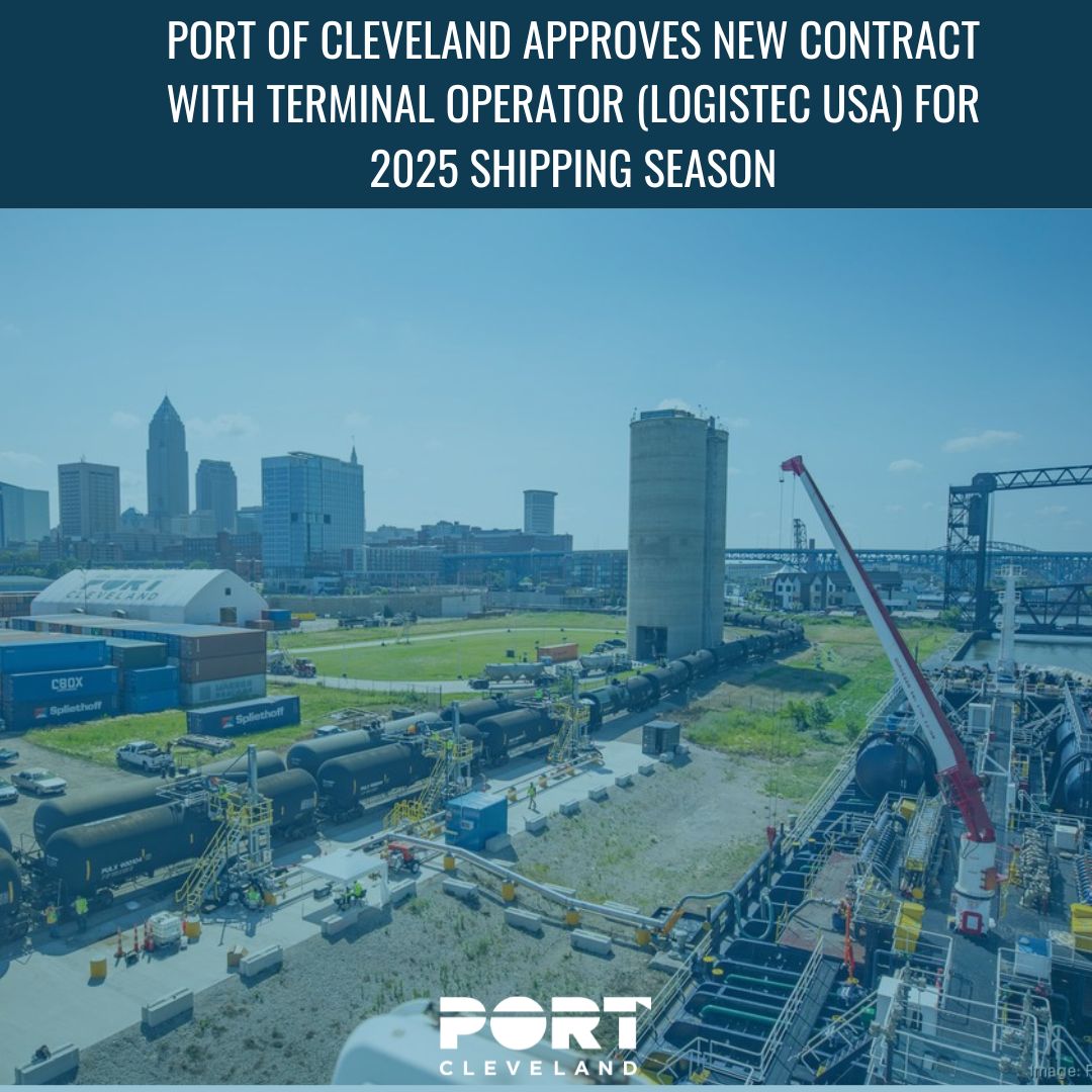 portofcleveland's tweet image. 🚢 Exciting news for the Port of Cleveland! We’ve approved a new contract with Logistec USA Inc. to be the terminal operator for the 2025 shipping season, boosting operating revenues🌟

Read More: bit.ly/4iBI6QF
 #PortfCle #Logistec #terminaloperator #growth #2025