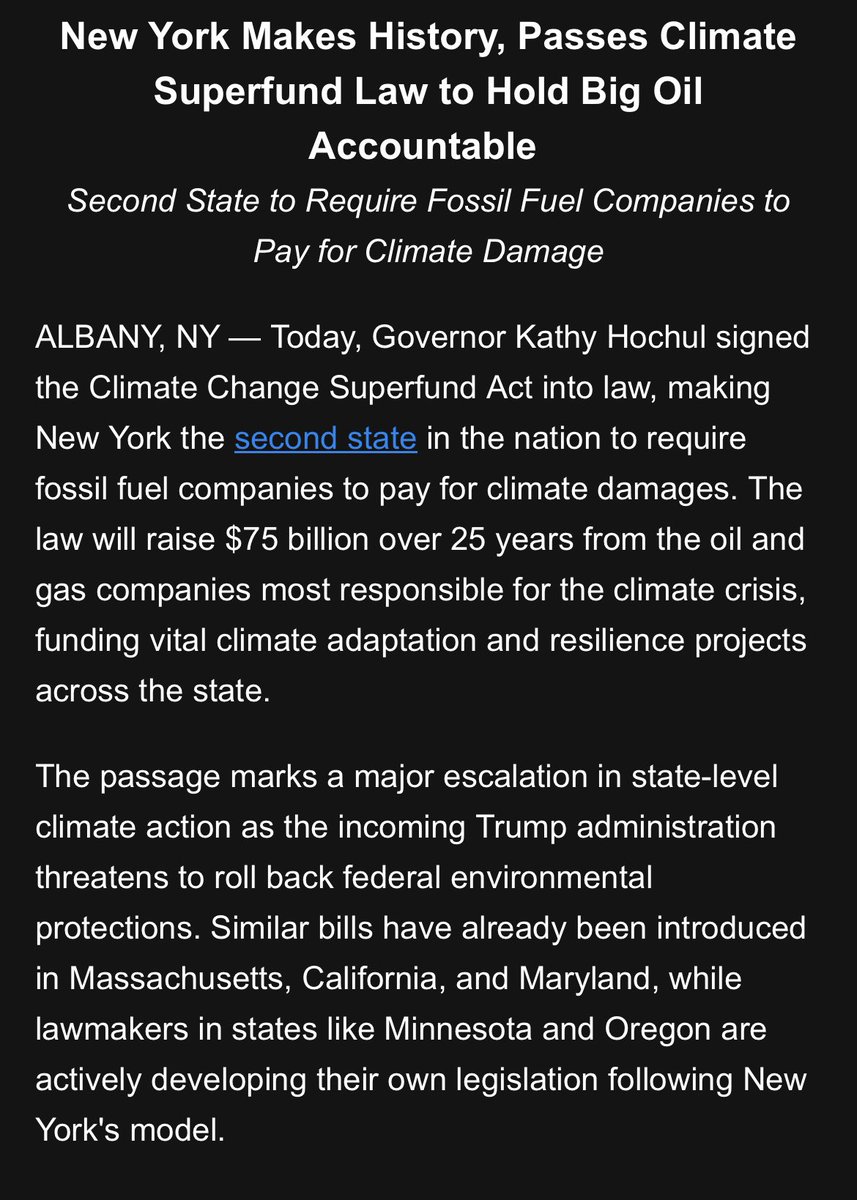 LizAGMoran's tweet photo. Honored to join so many organizations and advocates in celebrating New York’s monumental climate victory today! Quote f/@Earthjustice @AbbieDillen “@GovKathyHochul is standing up for NYers and setting a national example by signing the climate change superfund act into law.” https://t.co/tfpZcJj2JT