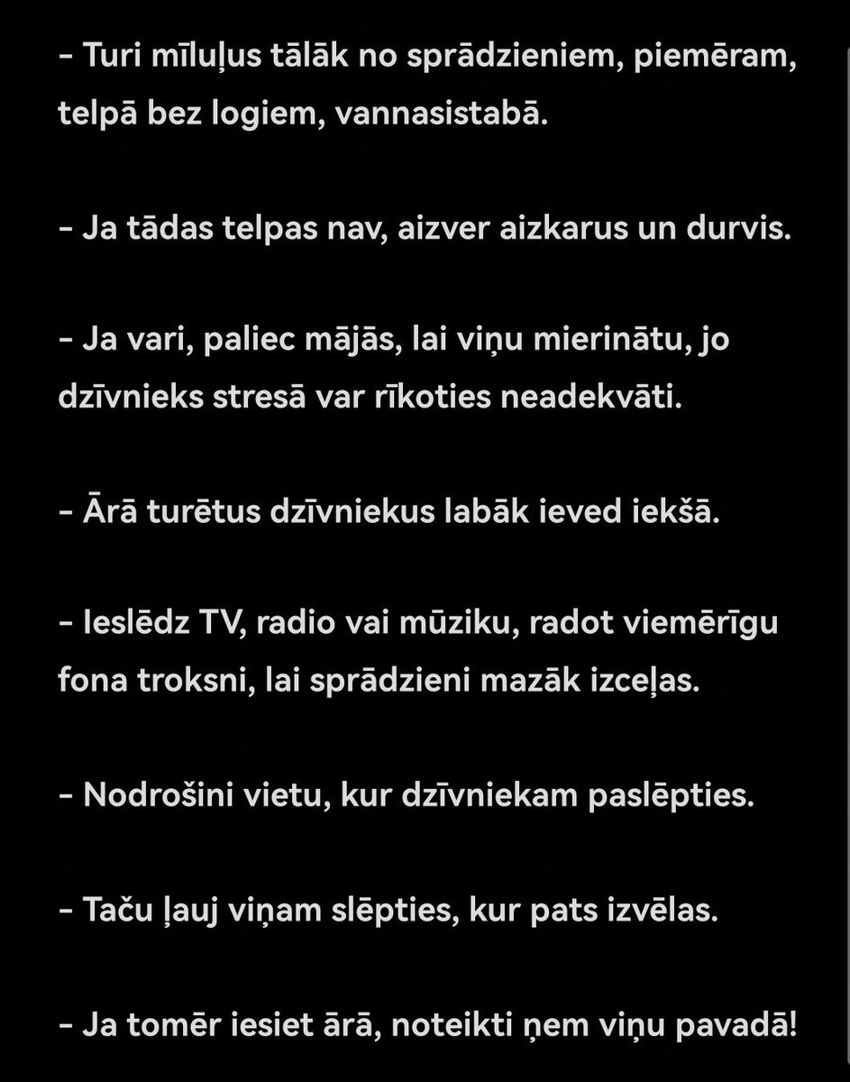 🙀🎇❓Kā pasargāt mājdzīvnieku uguņošanas laikā? IZLASI šos ieteikumus - tie var aiztaupīt nervus un pat glābt dzīvību! Ir dzīvnieki, kas uguņošanas trokšņu stresa dēļ iet bojā. 

✨ Saudzējam sevi, savus mīļos un arī pārējos - padodam tālāk!

Te vēl par tēmu #PalīdzamDzīvniekiem