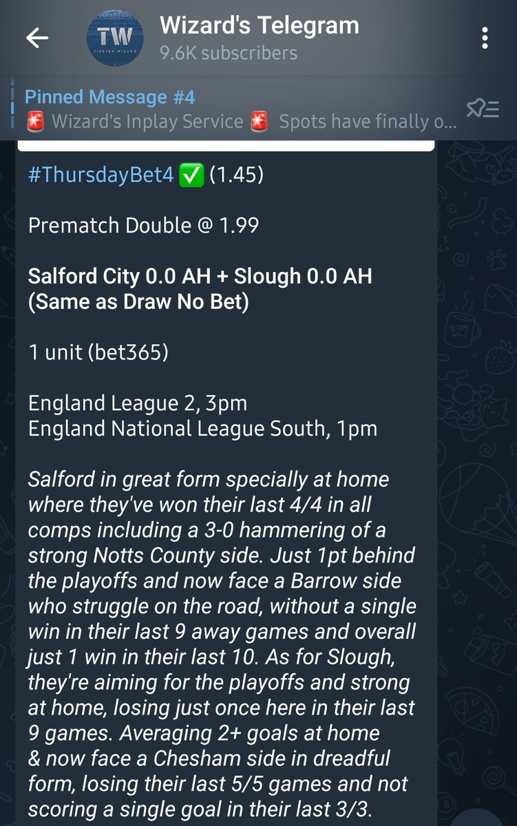 🚨 Boxing Day bets:

Forest 0.0 asian @ 1.89 ✅️ (1u)
Leyton -0.75 asian @ 1.89 ✅️ (1u)
Prematch Double @ 1.99 ✅️ (1.45)
Hemel 0.0 asian @ 1.775 🔄 (1u)

3 wins, 1 refund for another profitable afternoon. Let's keep going 👌💰

#BoxingDay