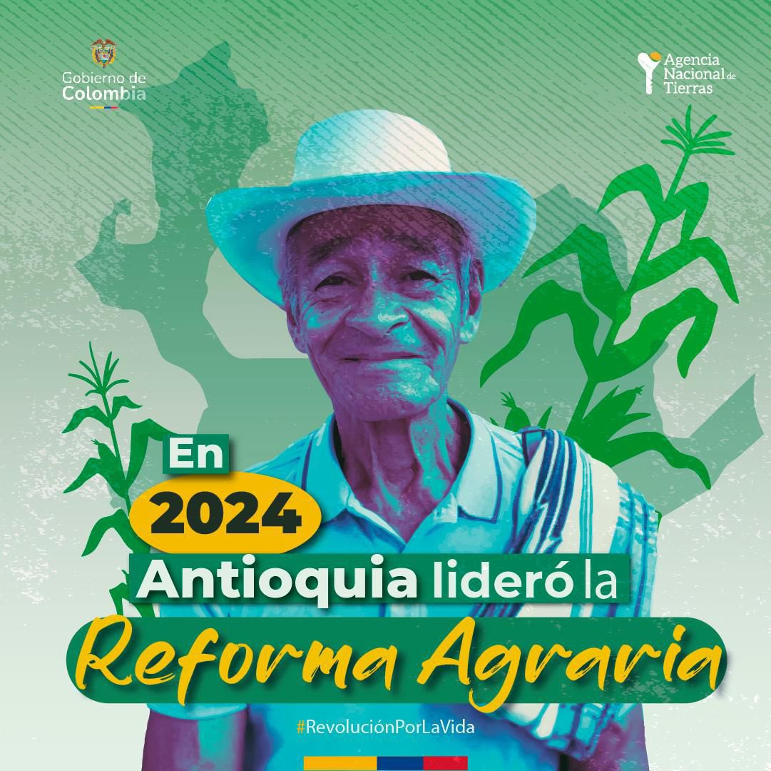 Antioquia, el departamento con más campesinos en Colombia, lideró la #ReformaAgraria en 2024. Entregamos tierras, proyectos productivos y formalizamos predios, reconociendo los derechos de quienes han cultivado nuestra comida por décadas. #NuevaEraANT