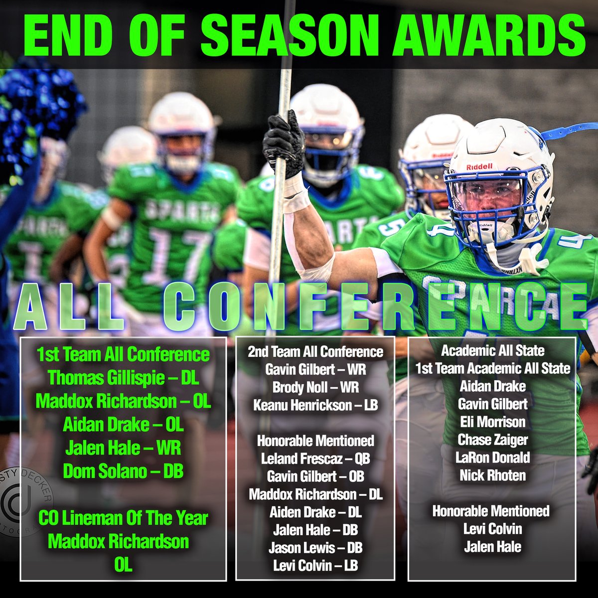 End of Season Awards for Football!Thank you Seniors and of course Coach Hale!
#we #destindoherty #spartanfootball #copreps