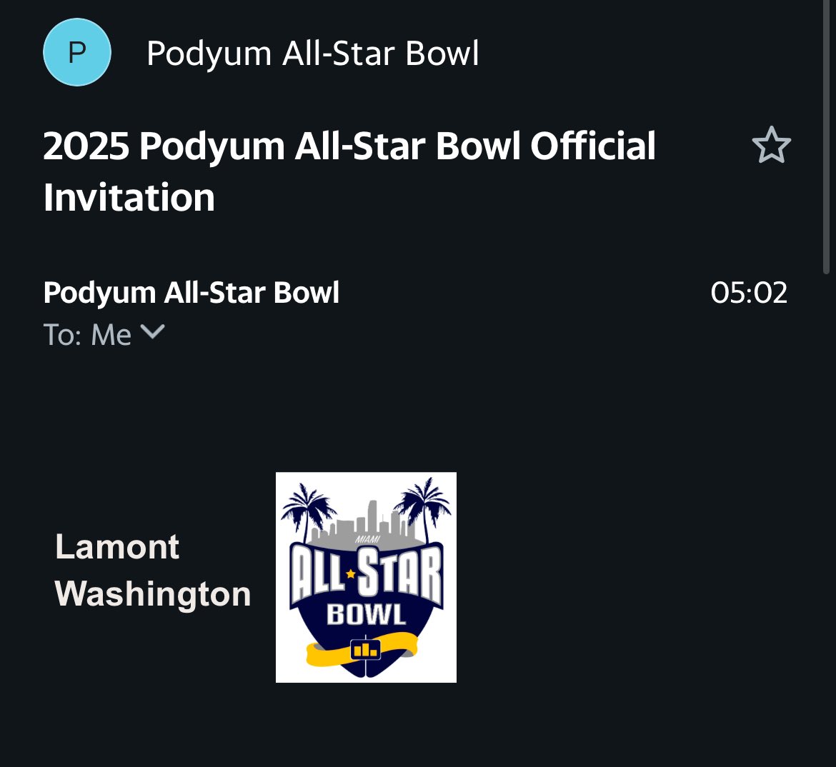 Lamont Washington (@lamontwashingt9) on Twitter photo Blessed to receive a invite to the <a href="/PodyumBowl/">The Podyum All-Star Bowl</a> Blessed to receive a invite to the <a href="/PodyumBowl/">The Podyum All-Star Bowl</a>