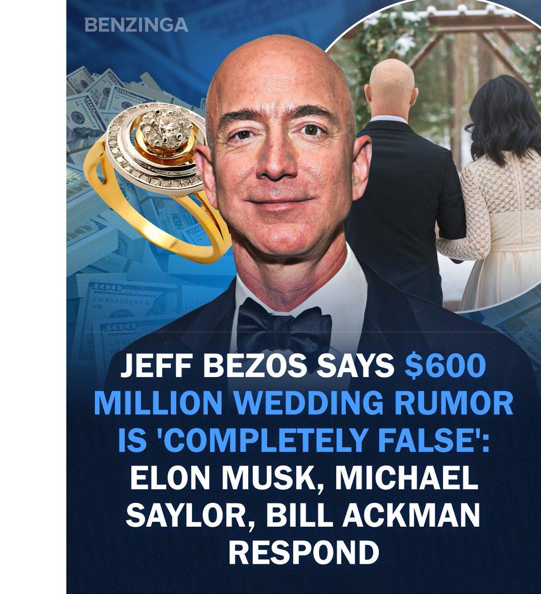 💍 Jeff Bezos shuts down rumors of a $600 million wedding! 🚫

The Amazon founder took to X to deny the wild story about a lavish ceremony at Kevin Costner's ranch in Aspen, calling it 'completely false.' Even Elon Musk jumped in, wishing Bezos an 'epic wedding' in the future,