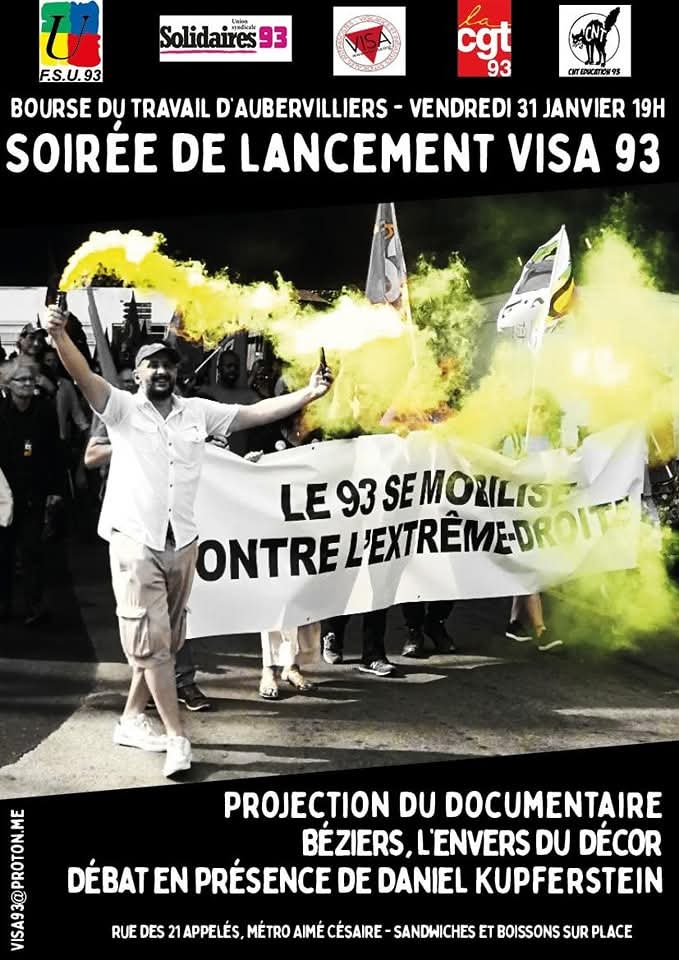 ⚫📅 À noter dès maintenant dans son agenda : la soirée de lancement de VISA 93 le vendredi 31 janvier à Aubervilliers ! ✊