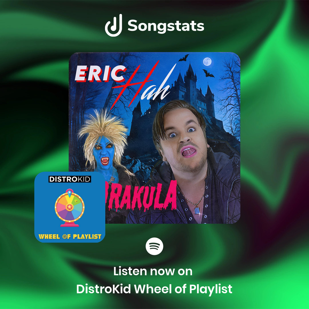 SongstatsApp's tweet photo. @H0RDE5 Aww yeah!! "Count Dracula - English Version" got added to 'DistroKid Wheel of Playlist' with over 301K Followers on Spotify! See immediately what's happening with your tracks on Songstats. https://t.co/VoPdUUZPvR