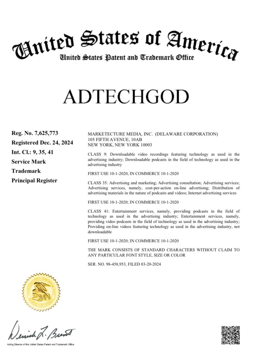 TRADEMARK

This brand is so much more to me than a logo or name; it’s how people feel about what’s been created. 

❤️The identity (sometimes unknown)
❤️The values
❤️The reputation
❤️The connections

I am proud to announce that AdTechGod is now a Registered Trademark!