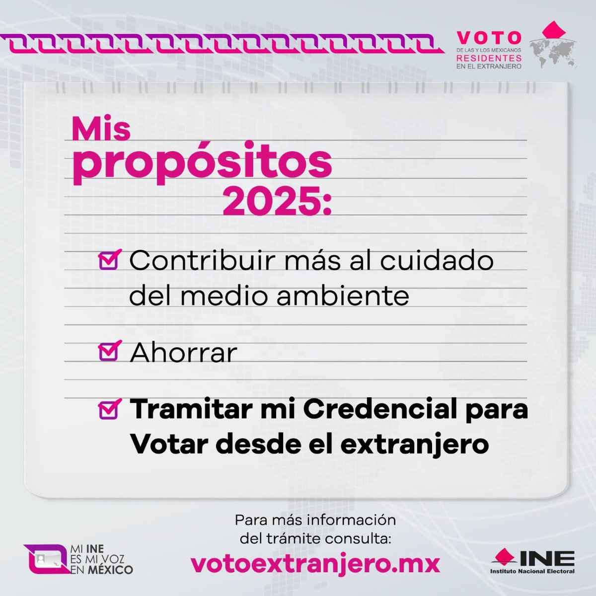 🌎Que uno de tus propósitos de  año nuevo 2025 sea tener tu identificación vigente. Haz tu cita gratuita en “Mi Consulado”:
☎️ 1(424) 3090009 también por WhatsApp 
🖥️ citas.sre.gob.mx
Te esperamos en el <a href="/ConsulMexMia/">ConsulMex Miami</a>. ¡Credencialízate! 
#VotoExtranjero #INEMéxico
