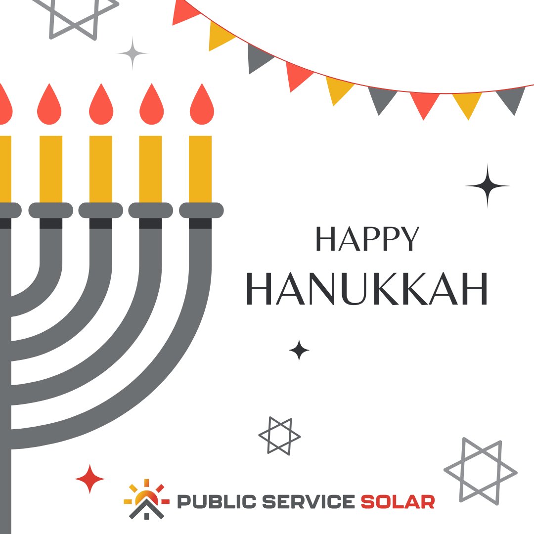 PublicServSolar's tweet photo. Happy Hanukkah to all our followers we celebrate!  Wishing you and your family peace, love, and happiness throughout the eight special nights. #HappyHanukkah #PublicServiceSolar https://t.co/hxChhJ8Nzf