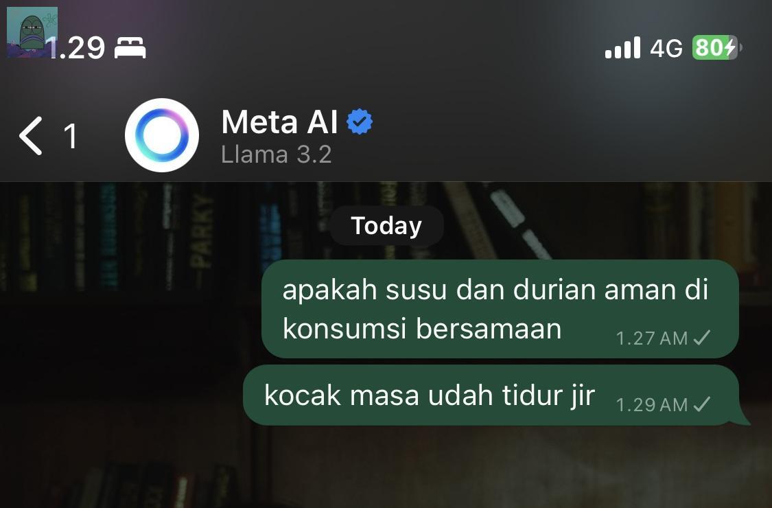 💚 serius nanya ini si met wa kaga bisa akses pagi buta? dia ada jam aktif tertentu kah? kocak btul kalau iya, ai aja ada jam kerja lah gua hari hari overwork kocak😭🫵🏻
