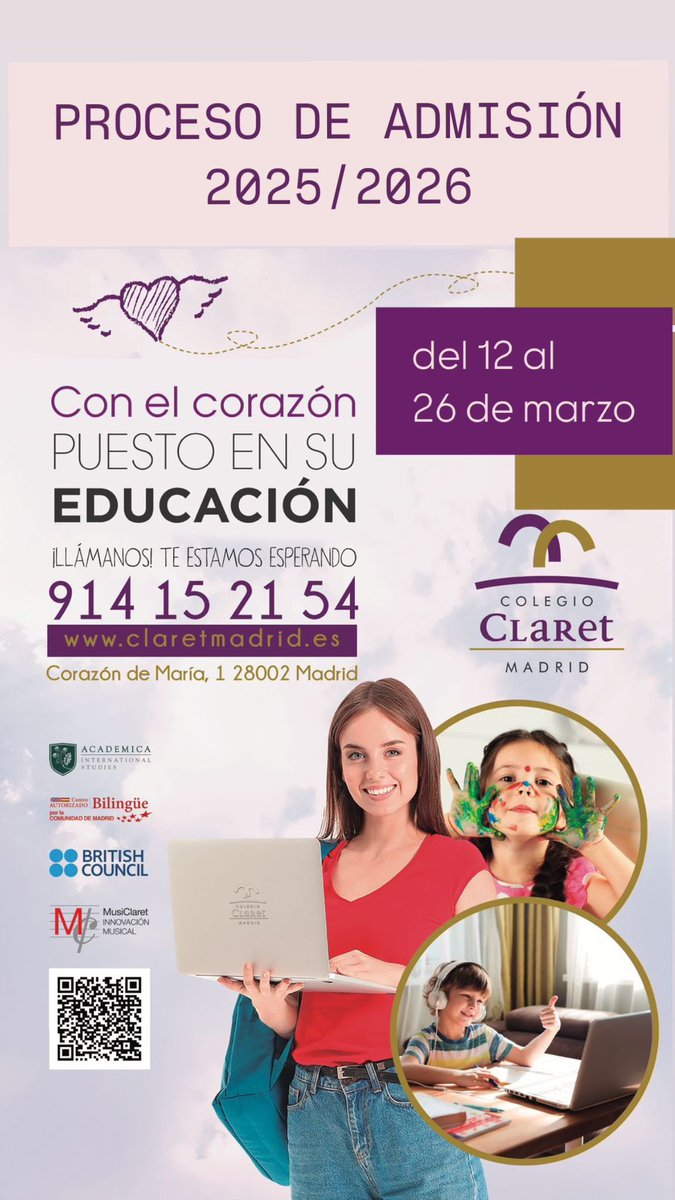 colegio_claret's tweet photo. 🏫🤲🏼 La vida está hecha de decisiones… ¡esperamos ser tu elección! 

El proceso de admisiones es del 12 al 26 de marzo… ¡aprovecha la oportunidad de ser parte de esta familia! 🫵🏽🤍

#colegiosclaretianos #colegiosconcertados #aprenderaaprender #elegirbien #educacióninfantil https://t.co/PVx4qEN2wD