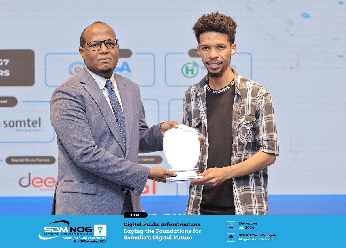 Somali Network Operators Group (@somnog) on Twitter photo Big appreciation to Astaan Media, our Media Partner for #SomNOG7. Your coverage brought our event to the world, and we’re grateful for your support. Thank you, <a href="/astaanmedia/">Astaan Media</a>.
#SomNOG7 #DPISomalia #techsomalia Big appreciation to Astaan Media, our Media Partner for #SomNOG7. Your coverage brought our event to the world, and we’re grateful for your support. Thank you, <a href="/astaanmedia/">Astaan Media</a>.
#SomNOG7 #DPISomalia #techsomalia