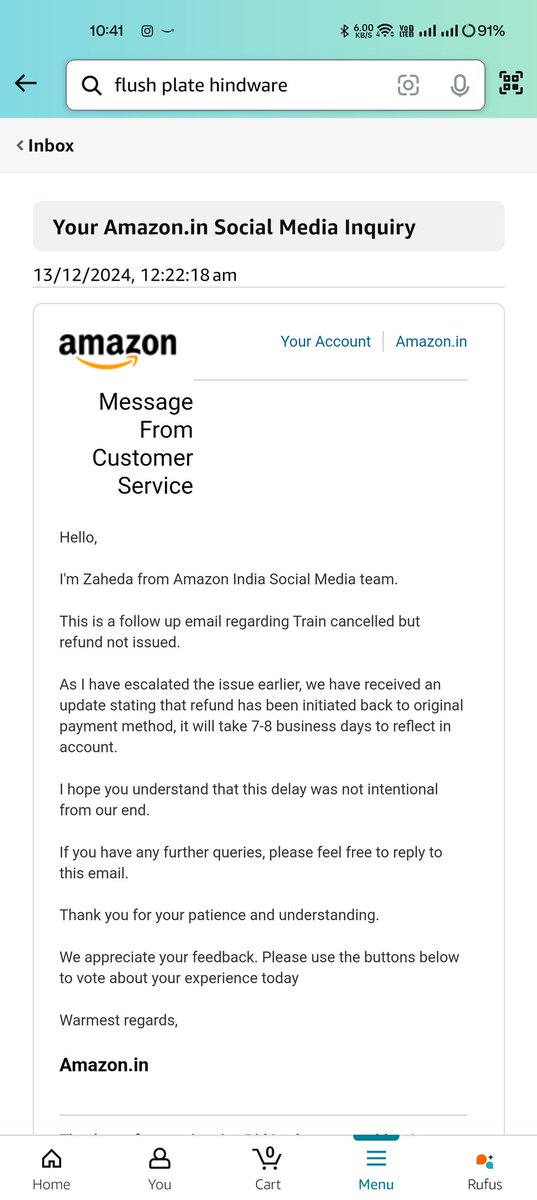 Only1Rakesh's tweet photo. @AmazonHelp Snigdha sees this response, date and time also mentioned https://t.co/kaRxLX1KCw